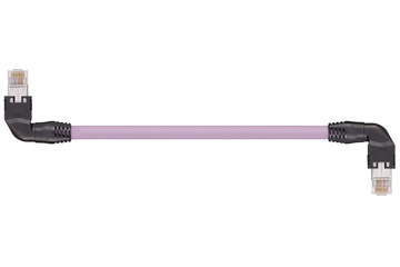 Câbles CAT5e confectionnés, PUR, connecteur A : Hirose RJ45 coude L languette vers le bas, connecteur B : Hirose RJ45 coude L languette vers le haut