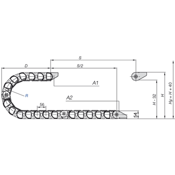 Plan technique chaîne porte-câbles igus P4_32