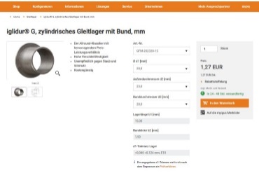 Gleitlager Shop mit iglidur G Gleitlager
