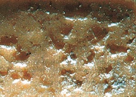 Erosion damage of smooth bearing shaft