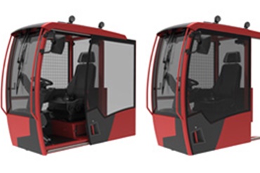 Cabine met drylin® lineaire geleidingen in de schuifdeur