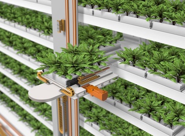e-ketten im Hochregal Vertical Farming