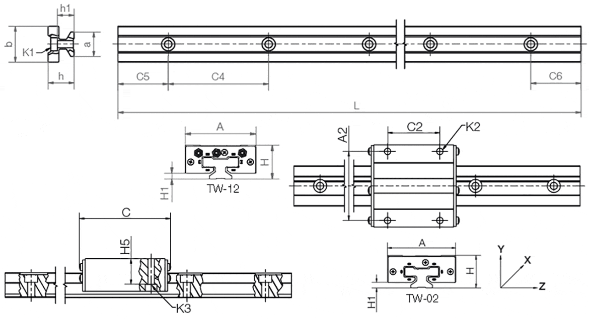 Drylin T System Heavy Duty Zeichnung