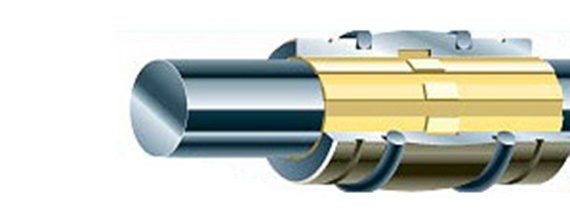 Exposed plastic liner on a DryLin linear bearing