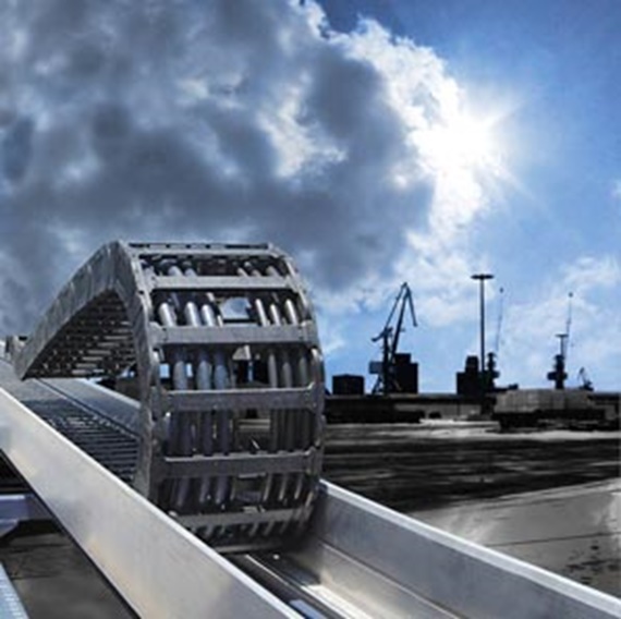 Plastic cable carriers for crane